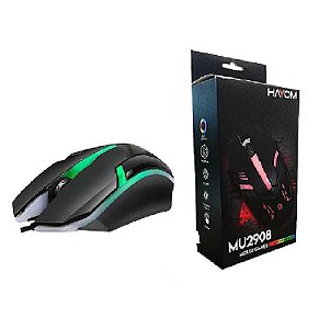 Mouse Hayom Gamer USB Led 03 Botões - MU2908 1000 DPI Ergonômico