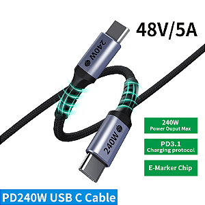 Cabo USB C para USB C de 240 W, cabo de carregamento rápido USB C para tipo C pa