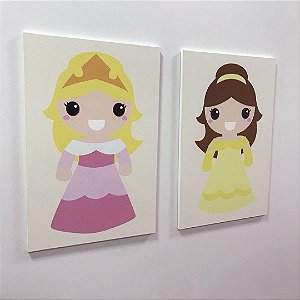 Quadro de decoração infantil princesas (2 unidades)