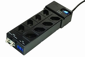 Filtro de linha DPS Clamper Multi Proteção 8 tomadas - Preto (X-FC-PT-8Bt-2J1-2CF-L-P)