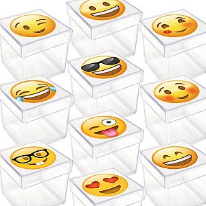Caixinha Acrílica para Lembrancinha Festa Emoji - 20 Unidades - Lembrafesta