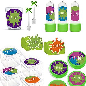 Kit Lembrancinhas Festa Slime para 30 Convidados - 200 Itens - Lembrafesta