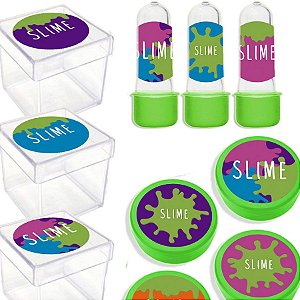 Kit Lembrancinhas Festa Slime para 20 Convidados - 60 Itens - Lembrafesta
