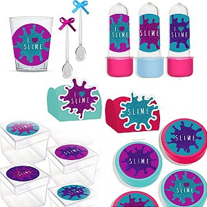 Kit Lembrancinhas Festa Slime para 30 Convidados - 200 Itens - Lembrafesta