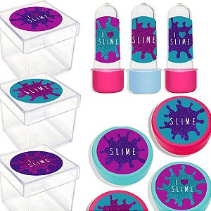 Kit Lembrancinhas Festa Slime  para 20 Convidados - 60 Itens - Lembrafesta