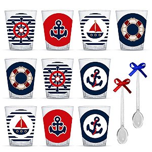 Copinho para Doces com Colher Festa Marinheiro com 20 unidades Lembrafesta