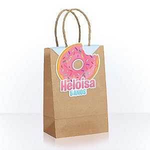 Sacola de Papel Personalizada para Lembrancinha Festa Donuts - 1 Unidade