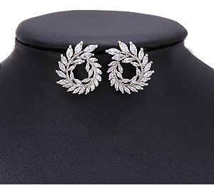 Brinco Zirconia Noiva Prata Pequeno Redondo Barato Delicado