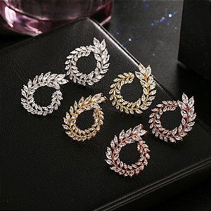 Brinco Noiva Zirconia Prata Ou Dourado Fixo Circulo Luxo