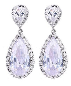Brinco Noiva Pedra Zirconia Prata Festa Gota Luxo Debutante