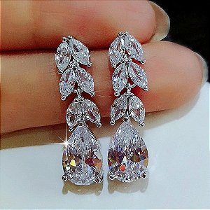 Brinco Noiva Pedra Zirconia Gota Debutante Delicado Pequeno