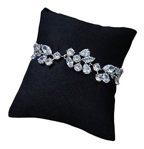Pulseira Bracelete Prata Com Zircônia Noiva Debutante