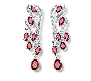 Brinco Noiva Zirconia Vermelho Festa Madrinha Formatura