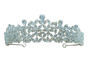 Coroa Tiara Porta Coque Cabelo Noiva Prata Pedra Zirconia