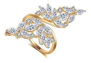 Anel Noiva Pedra Zirconia Festa Prata Ou Dourado Casamento