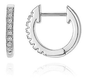 Brinco Argola Pedra Zirconia Folheado Prata Conch 10 Mm