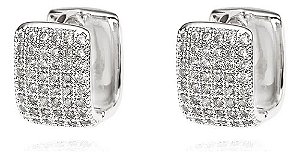Brinco Argola Pedra Zirconia Prata Unissex Antialérgico