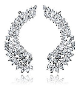 Brinco Ear Cuff Noiva Pedra Zirconia Prata Festa Debutante