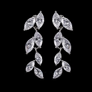 Brinco Noiva Zirconia Prata Festa Debutante Pendurado