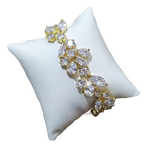 Pulseira Bracelete Dourada Com Zircônia Noiva Debutante