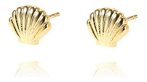 Brinco Concha Do Mar Moda Praia Dourado Folheado A Ouro 18k