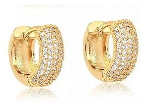 Brinco Argola Cravejada Micro Zircônia Largo 10 Mm