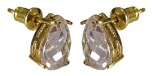 Brinco Zirconia Gota Dourado Dama Daminha F. Ouro Luxo