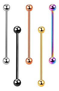 Kit 5 Piercing Transversal Cartilagem Aço Cirúrgico 38 Mm