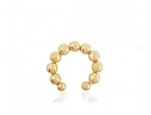 Piercing Argola Orelha Falso Fake Dourado Barato Bolinhas