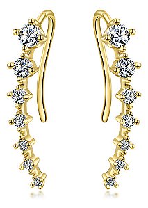 Brinco Ear Cuff Noiva Pedra Zirconia Dourado Debutante Festa