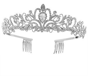 Coroa Tiara Prata Noiva Strass Debutante Barata Com Pente