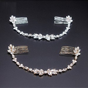 Tiara Headband Testeira Arranjo Noiva Strass Prata Dourada