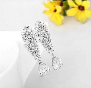 Brinco Zirconia Pendurado Gota Noiva Festa Debutante