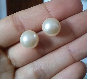 Brinco Pérola Noiva Dourado Folheado Ouro 18k Grande 12mm
