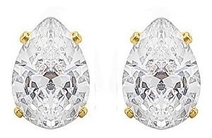 Brinco Noiva Pedra Zirconia Dourado Gota Festa Brilho 14 Mm