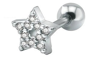 Piercing Tragus Cartilagem Orelha Estrela Zirconia 6 Mm