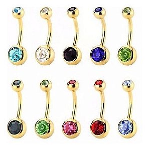 Kit 10 Piercing De Umbigo Dourado Banhado A Ouro 18k