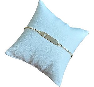 Pulseira Plaquinha Estrela Infantil Folheado A Ouro 18k Semi