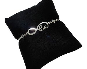 Pulseira Love Amor Infinito Pedra Zirconia Folheada Prata