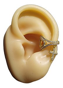 Piercing De Argola Falso Fake Cruz Pedra Zirconia Folheado