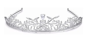 Coroa Tiara Cabelo Noiva Prata Zirconia Princesa Luxo Linda