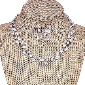 Conjunto Colar E Brinco Noiva Zircônia Prata Festa Debutante