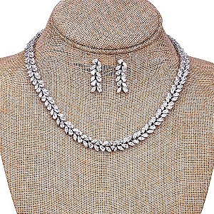 Conjunto Colar E Brinco Noiva Zircônia Prata Festa Debutante