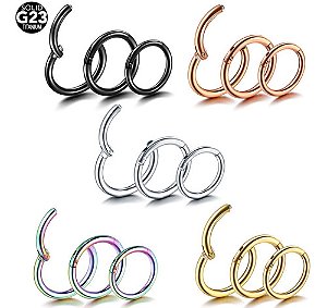 Piercing Argola Titânio Septo Helix Cartilagem 6 8 10 Mm