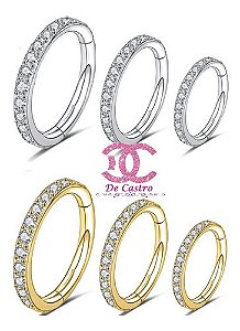 Piercing Argola Pedra Zirconia Titânio 6 8 10 Mm Clicker