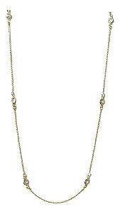 Colar Tiffan Pedra Zirconia Dourado Semijoia 56 Cm