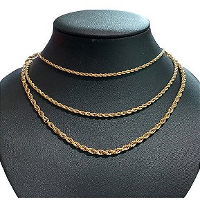 Colar Corrente Cordão Baiano Unissex Aço Inox Folheada Ouro