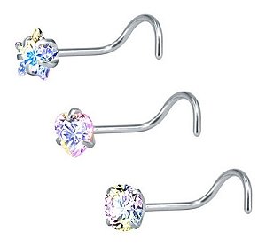 Piercing Nariz Nostril Estrela Coração Pedra Furtacor