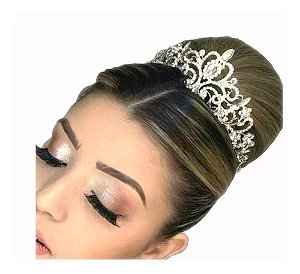 Coroa Tiara Prata Noiva Strass Debutante Promoção Barata