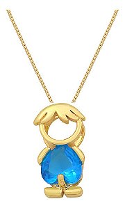 Colar Filhos Pedra Zirconia Banhado Ouro 18k Semi Joia